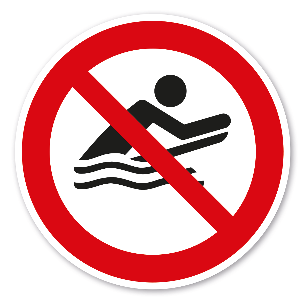 Verbotszeichen Surfen - Body-Boarding - verboten 02 – ISO 20712-1 - WSP016